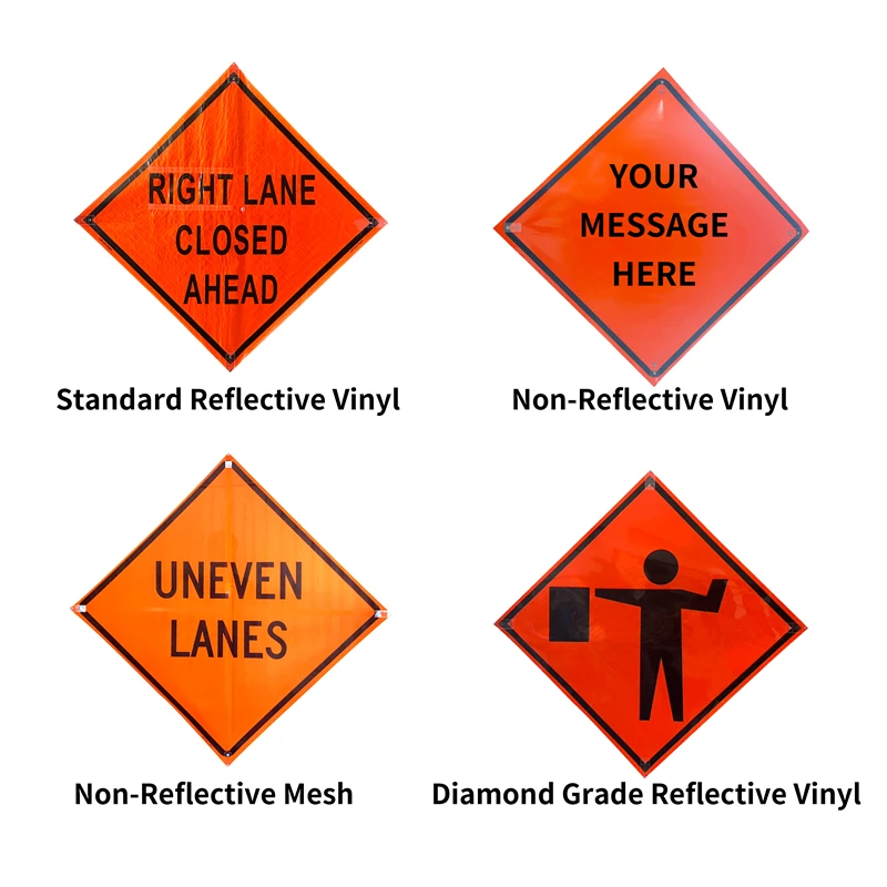 Temporary Traffic Control Outdoor Traffic Sign Custom Reflective Roll Up Work Ahead Sign Stand reflcetive roll up sign and stand