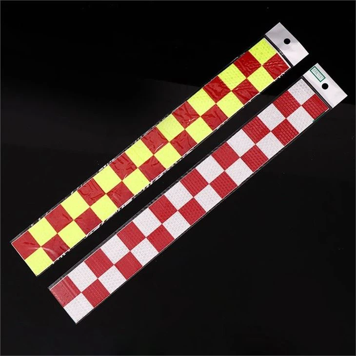 Red And White Reflective Checkered Tape Sticker